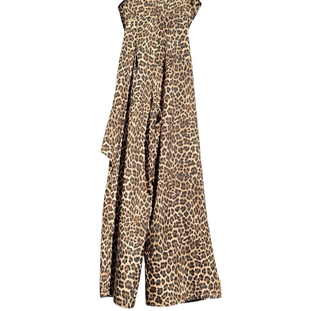 Zara S Women's Leopard Print Wide Leg Jumpsuit Wedding Guest Cocktail Date Boho‎ - Picture 7 of 16